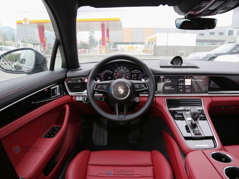 Porsche interior seat Bordeaux red cowhide upgrade: Premium first layer leather replica soft interior kit for luxury automotive styling and comfort. - Image 3