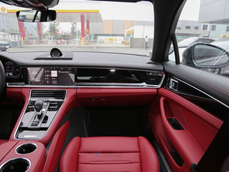 Porsche interior seat Bordeaux red cowhide upgrade: Premium first layer leather replica soft interior kit for luxury automotive styling and comfort. - Image 4