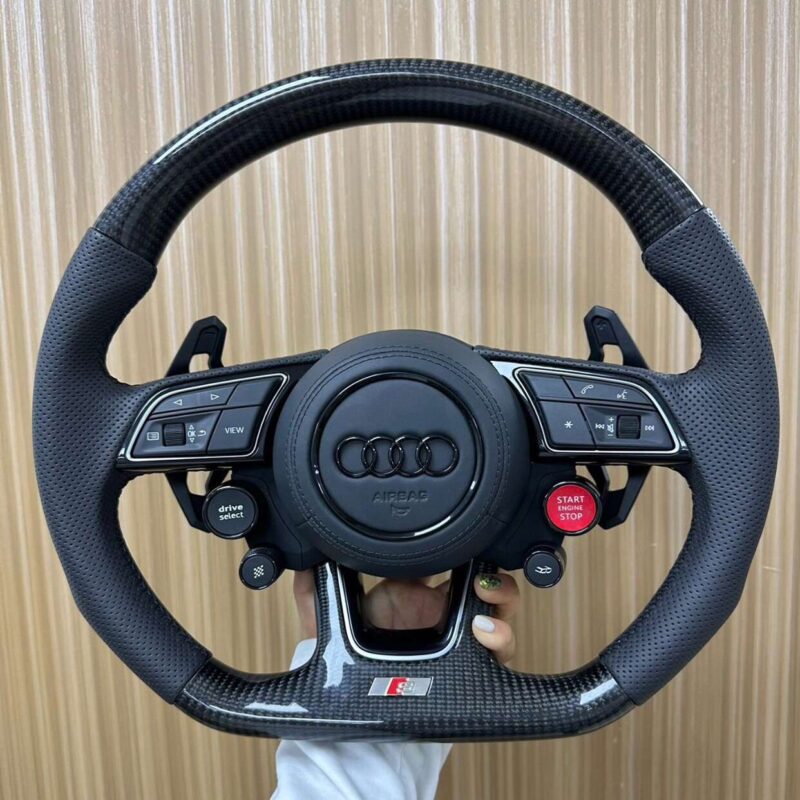 Audi Carbon Fiber Steering Wheel with Drive Select & Start - Full Function One-Button Start, Dynamic Mode & Valve Switch Control - Image 2
