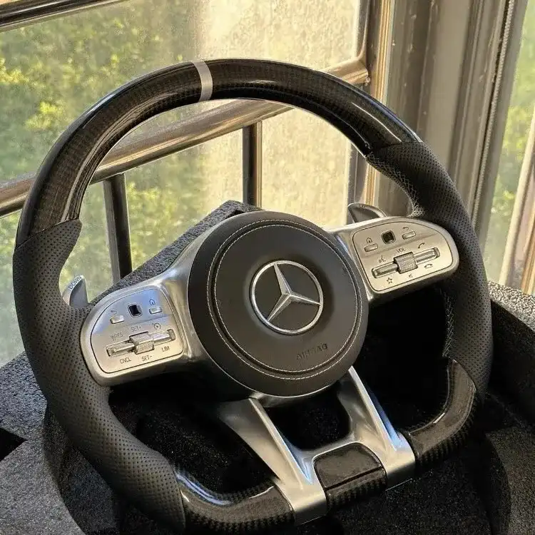 Benz AMG Carbon Fiber Steering Wheel 809 Assembly Upgrade - Custom Upper and Lower Carbon Fiber Design for Enhanced Driving Performance and Luxury Interior - Image 2
