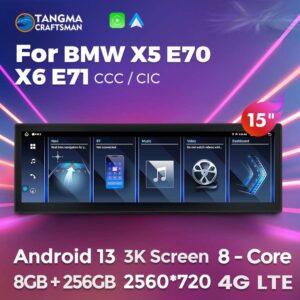 14.9lnch Draadloze Carplay Android Auto Radio Gps Navigatie Multimedia Voor Bmw X 5 E 70X6 E71 Ccc Cic Touchscreen