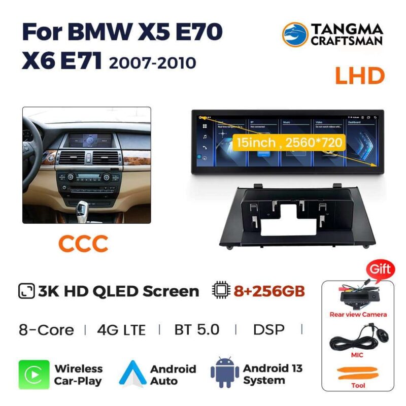 Auto Radio Gps Navigatie Multimedia 14.9lnch Draadloze Carplay Android Voor Bmw X 5 E 70X6 E71 Ccc Cic Touchscreen - Image 4