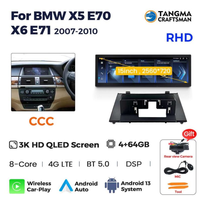 Auto Radio Gps Navigatie Multimedia 14.9lnch Draadloze Carplay Android Voor Bmw X 5 E 70X6 E71 Ccc Cic Touchscreen - Image 8