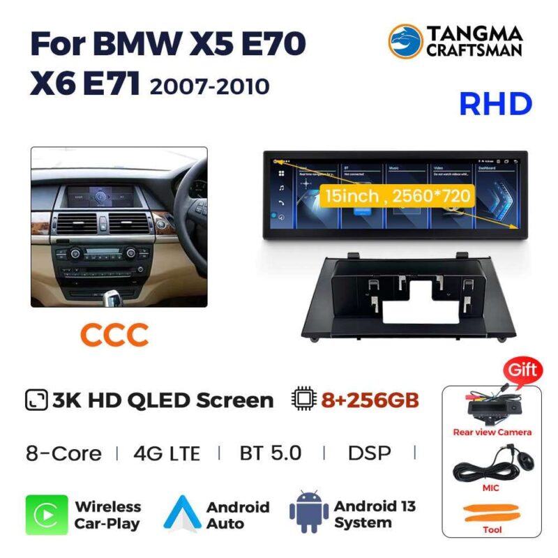 Auto Radio Gps Navigatie Multimedia 14.9lnch Draadloze Carplay Android Voor Bmw X 5 E 70X6 E71 Ccc Cic Touchscreen - Image 10