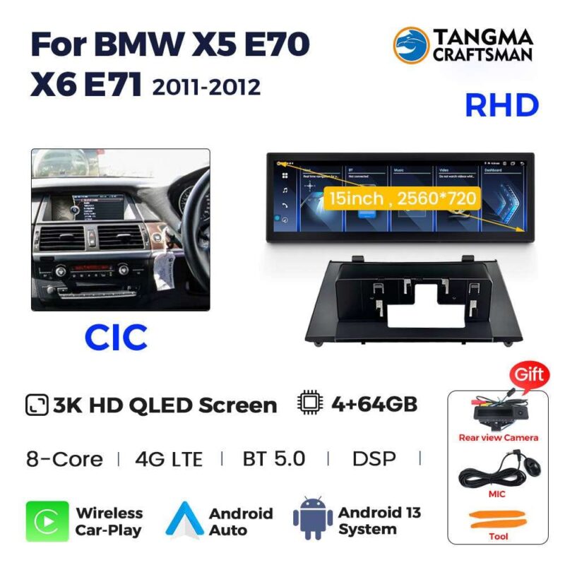 Auto Radio Gps Navigatie Multimedia 14.9lnch Draadloze Carplay Android Voor Bmw X 5 E 70X6 E71 Ccc Cic Touchscreen - Image 11