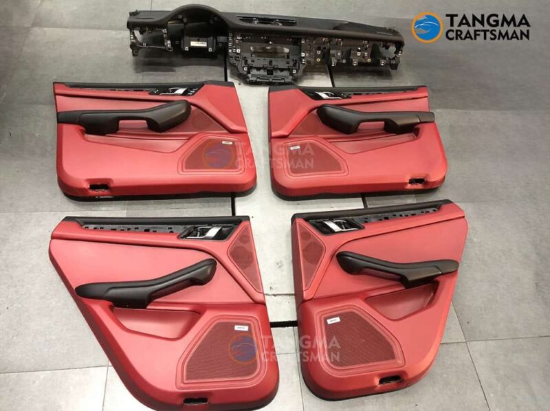 Porsche interior upgrade Cayenne/Macan/Panamera full series (2010-2024) Bordeaux red luxury renewal package | Seat + instrument panel + four door panels + armrests 360° full coverage | (laser engraved stitching diamond quilting process) | non-destructive embedded packaging - Image 6