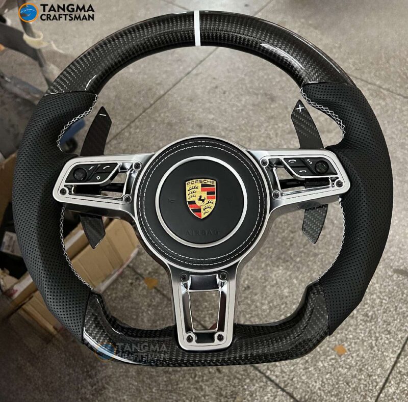 Porsche steering wheel carbon fiber full range 12-point TUV certification reflow mark + original airbag non-destructive embedding - Image 2