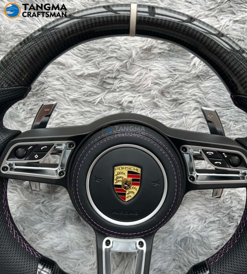 Porsche steering wheel carbon fiber full range 12-point TUV certification reflow mark + original airbag non-destructive embedding - Image 5