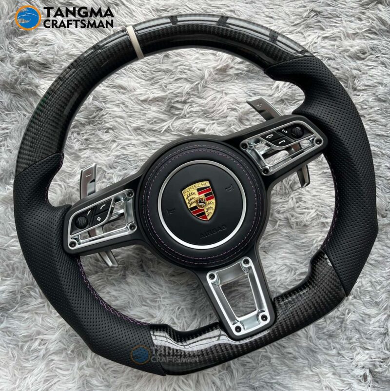 Porsche steering wheel carbon fiber full range 12-point TUV certification reflow mark + original airbag non-destructive embedding - Image 3