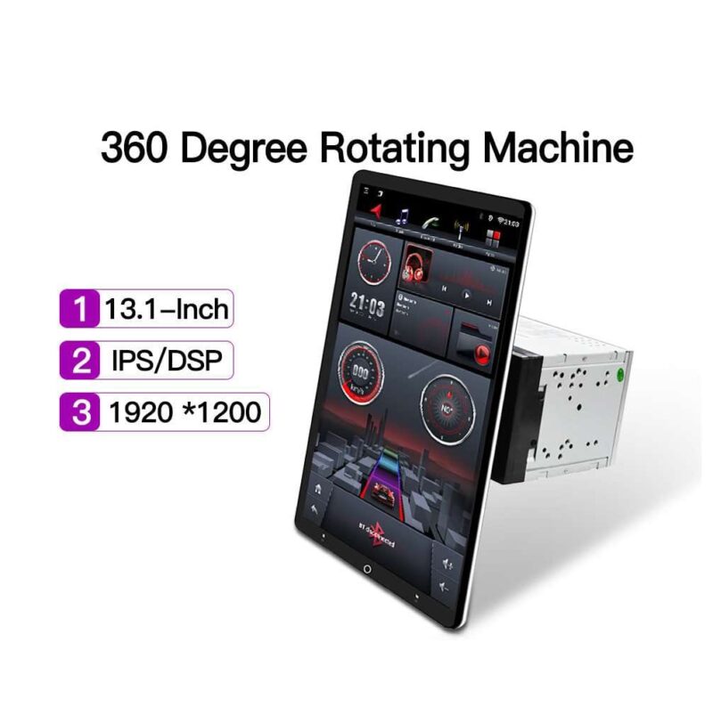 Car Multimedia System 360° Rotation with GPS Navigation 13 Inch Android Dual-core 1920×1200 Touch Screen for Audi BMW Ford Toyota - Radio Rear View Camera, Compatible with Android Auto and CarPlay - Image 2