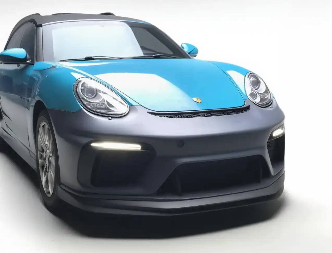 Porsche 987 old model to 718 new model appearance kit, including front bumper assembly, rear spoiler, tailpipe, side air vents, perfect fit for 987 series models
