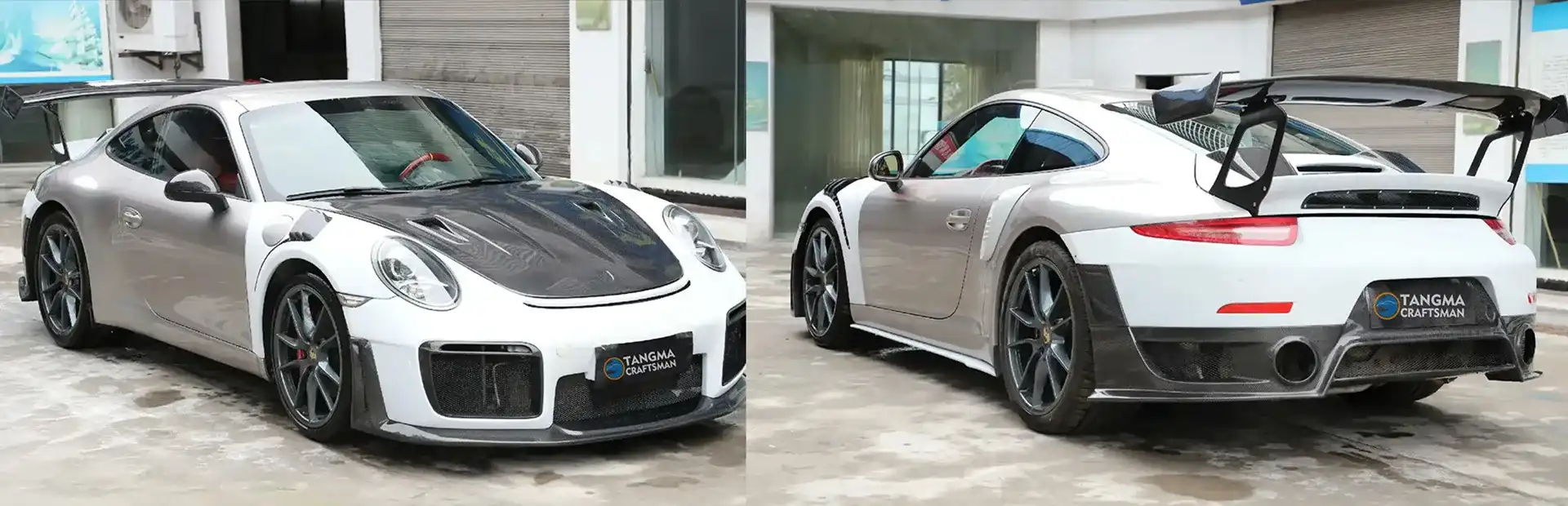 Porsche 911 991 carbon fiber body kit old model to new model conversion