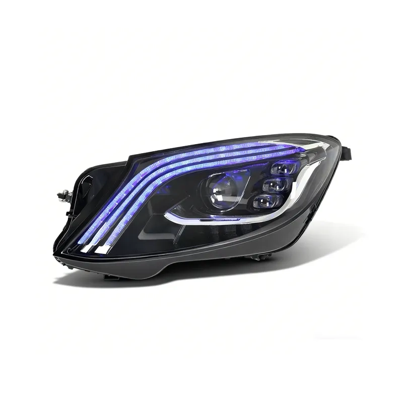 14+ S-Class W222 Headlights Maybach Style LED DRL: Upgrade 14-17 Benz with sequential turn signals. Premium fit, plug & play, enhanced visibility.