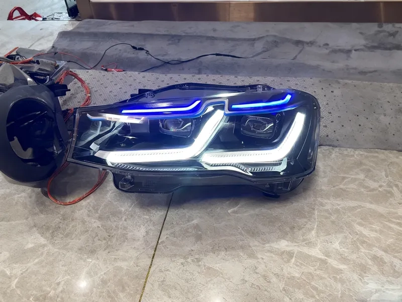 2010+ BMW X3 LED Headlights DRL Blue Bezel